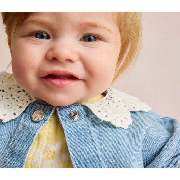 Easy-Peasy Eyelet Collar Denim Jacket - Size 6M - Picture 2 of 4